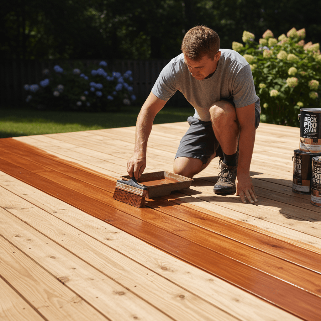 Deck cleaning and staining