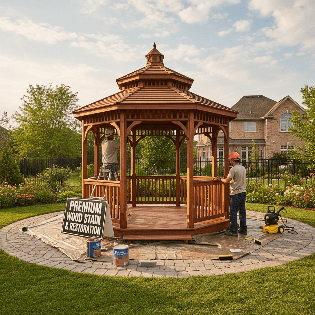Gazebo maintenance and staining