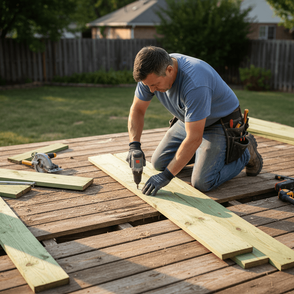 Deck repairs and board replacement