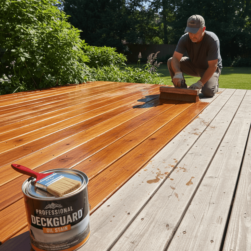 Deck cleaning and staining