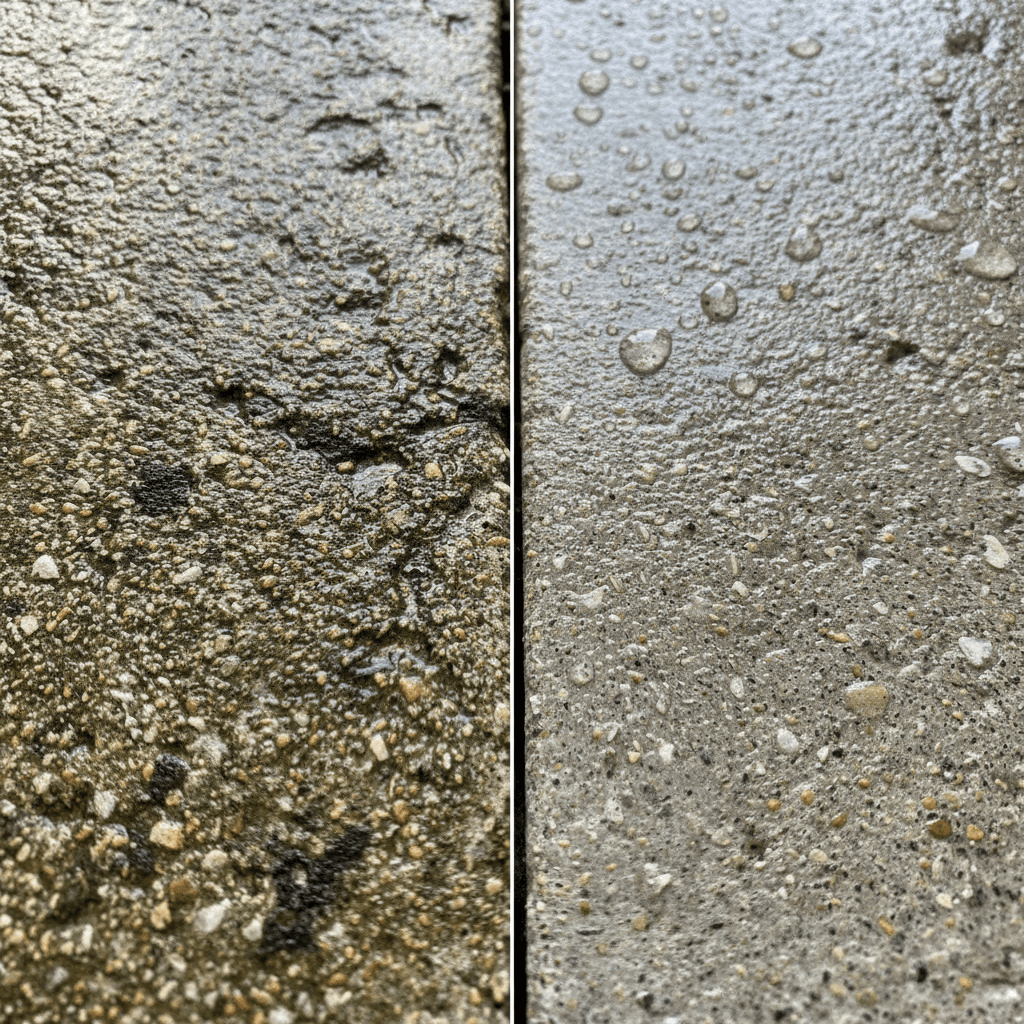 Concrete surface before professional power washing